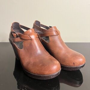 Dansko Franka Antique Cognac Brown Leather Wedges Women Size 36